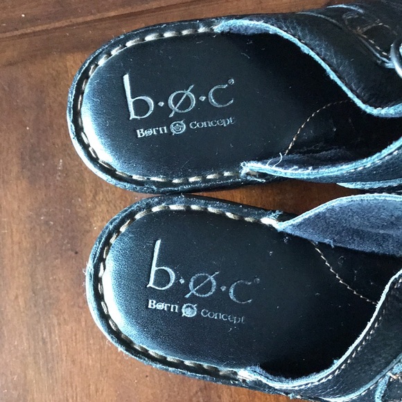 Women’s size 10 b.o.c Black leather clogs BC3215 G8 - Picture 2 of 9